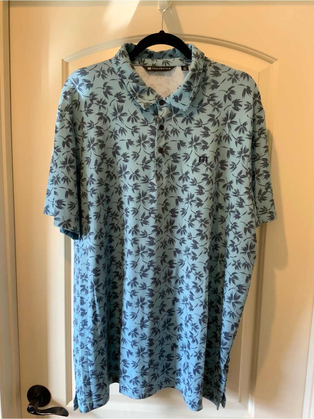 Travis Mathew Polo with Navy Leaf Print